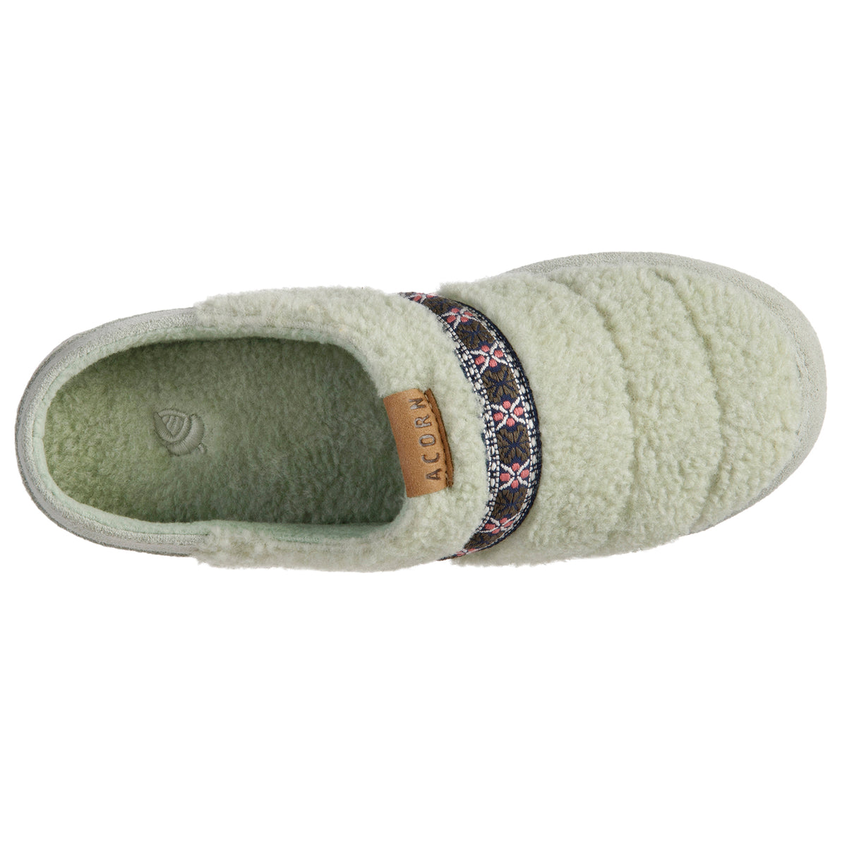 Acorn Women's Recycled Berber with Suede Hoodback Slippers with Woven Trim