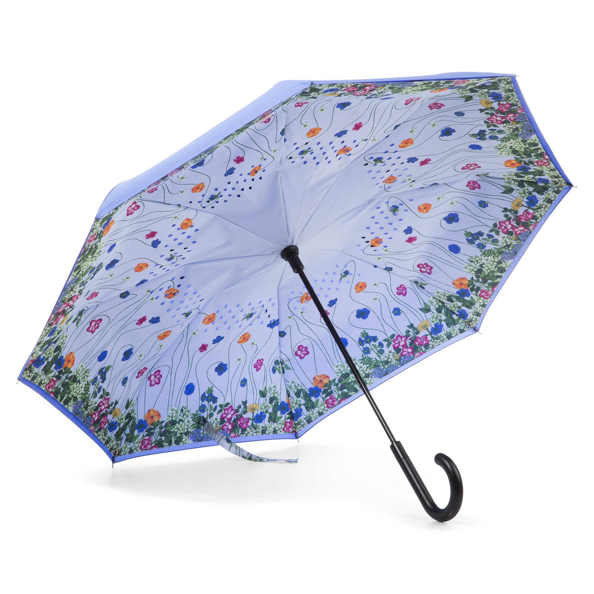 Lejorain Folding Reverse LED Umbrella - Upside Down Reflective Umbrella  Compact Inverted Travel Windproof Umbrella Auto Open Close for Rain 1.Black